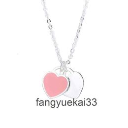 Lockets simple love oil dripping enamel red blue pink three Qiaolanxuan Colour heart-shaped t home Necklace clavicle chain women's Jewellery