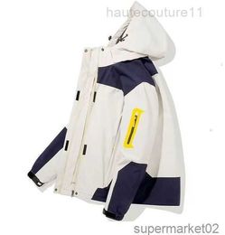 Jackets for Spring and Fall Jacket with Windbreaker Reflective Patch Black White Couples Waterproof Outdoor Hoodyw7si