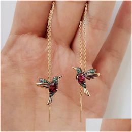 Elegant Style Birdie Ear Bolt Earrings Prisoner Strass Swing Long Tassels For Women Hoop Wedding Jewellery Drop Delivery Dhgarden Otnbu