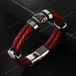 Stainless Steel Accessories Double-Layer Leather Bracelet Unisex Jewelry Vintage Bangle 7 Colors Classic for Handsome Men's Gift Fashion JewelryBracelets