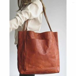 Evening Bags 2023 Oversized Tote For Women Handbag Large Size Shoulder Vintage Style Solid Colour Soft PU Leather Purses Brown Bag