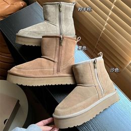 Pantofole Tasman Ciabatte in pelliccia di castagna Pelle di pecora Shearling Tazz Ciabatte classiche Donna Uomo Stivali con plateau ultra mini Scarpe slip-on in pelle scamosciata Upperq Tendenza moda