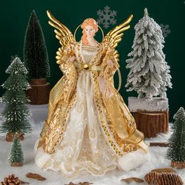 Christmas Decorations Angel Ornaments For Tree Top Gold Topper Decors Garden Yard Cafe Desk Decor 231027