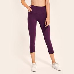 Whole candy color yoga Capris High Waist Atheltics women yoga legging Sports Elastic Fitness Leggings Slim Running Gym tights7753854