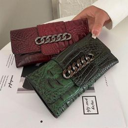 Factory whole women handbag vintage leather long wallet elegant and versatile Alligator wallets folding large embossed Stone s285g