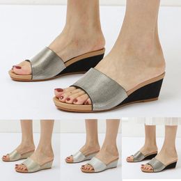 Sandals Fashion Spring And Summer Women Wedge Heel Open Toe Solid Colour Comfortable Simple Casual For Flat