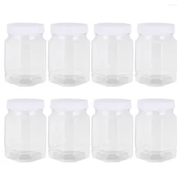 Storage Bottles 8 Pcs Clear Container Lid Dry Food Containers Plastic Bottle Clean Cereal