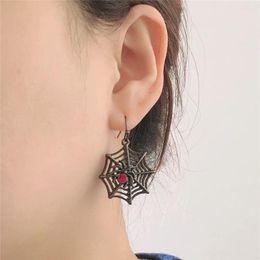 Dangle Earrings Punk Hematite Colour Plating Red Spider On The Web Drop For Halloween Day Decoration Hipop Women Men Unisex Jewellery