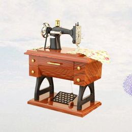 Decorative Figurines Vintage Simulation Sewing Machine Music Box Musical Mini Decoration Retro Treadle Sartorius