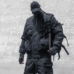 Men's Jackets 2023 Techwear Style Multi-pockets Tactical For Men Winter Motorcycle Punk Hip Hop Bomber Jacket Windbreaker