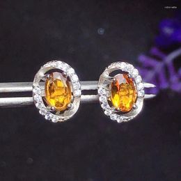 Stud Earrings Natural Real Citrine Oval Earring 925 Sterling Silver 4 6mm 0.45ct 2pcs Gemstone Fine Jewelry For Men Or Women X21899