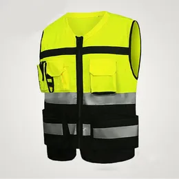 Hunting Jackets L-Xxl Reflective Safety Vest Large Size High Visibility With Zip Front Pockets Security Cycling Wear Jacket For Warehouse