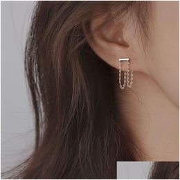 Gold Sier Colour Double Chain Tassel Stud Earrings For Women New Arrival Simplicity Fashion Jewellery Drop Delivery Dhgarden Otp3O