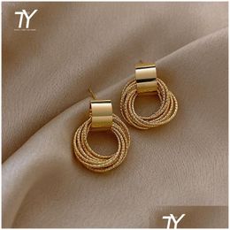 Retro Metallic Gold Mtiple Small Circle Pendant Earrings Jewellery Fashion Wedding Party Unusual Earring For Drop Delivery Dhgarden Otad8