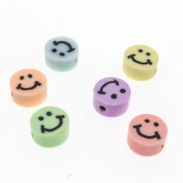 30/50/100Pcs Candy Colour Smile Face Clay Spacer Beads Polymer Clay Beads For Jewellery Making DIY Handmade Accessories Fashion JewelryBeads Jewellery making smile