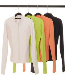 Yoga Jacket Running Fitness Coat Thumb Hole Gym Clothes Women Zipper Shirt Solid Colour Tops9851341