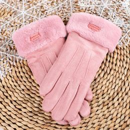 Women Motorcycle Glove Sheepskin Bright Female Winter Warm Fashion Mans Windproof Antifreeze Five Finger Mittens New Waterproof Riding