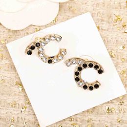 2024 Luxury quality charm stud earring with white and black Colour diamond in 18k gold plated have stamp PS4770A