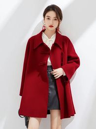 Women's Wool Blends Classic Unique Elegant Coat Autumn and Winter Woollen Overcoat Chinese Style Pure Fashion Trend 231027