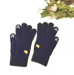 Five Fingers Gloves Winter New Style Alpaca Velvet Gloves Women's Touch Screen Embroidered Plush Cute Korean Cold Insulation