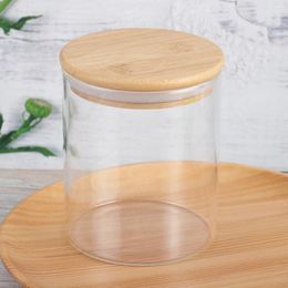 Storage Bottles Cabilock Glass Container Airtight Jars With Wooden Lids Kitchen Canisters For Sugar Candy Cookie Rice And (