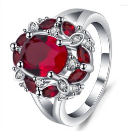 Cluster Rings Luxury Red Gem Engagement Ring High-end Atmospheric Women's Party Manufacturers Wholesale