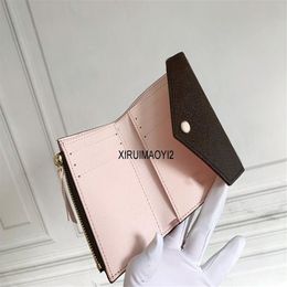 Top quality women original box purses luxury real leather multicolor short wallet Card holder Holders single classic zipper pocket311M