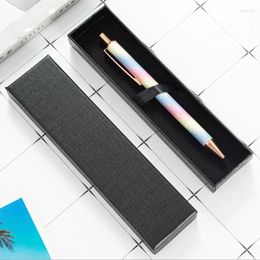 1Pcs Luxury Rose Gold Metal Rhinestone Ballpoint Pen With Rectangular Gift Box - Perfect For Office & School