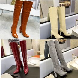 Designer Boots Sexy over the Knee Boot Winter Platform Women Heel Shoes Zipper Elastic Fashion Booties Thick Heels Woman High-heeled Shoe