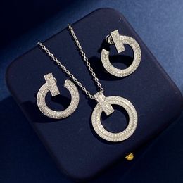 New Fashion Diamond T1 Circle Pendant full diamonds necklace women Silver necklaces Designer Jewellery TN-01003