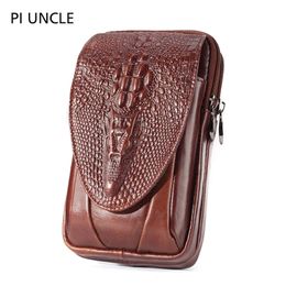 Waist Bags Genuine Leather Men's Belt Bag Mobile Phone Pocket Summer Beach Mens Mini Belly Fanny Pack Cowhide Fashion 231027