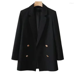 Women's Suits Spring And Autumn Suit Women Blazer 2023 Long Sleeve Blazers Short Slim Big Pocket Coat Female Jacket Black