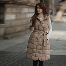 Women's Vests Autumn Winter Long Vest Hooded Puffer Jacket Sleeveless Cardigan Women Cotton-padded Waistcoat Bodywarm Down Cotton Outerwear