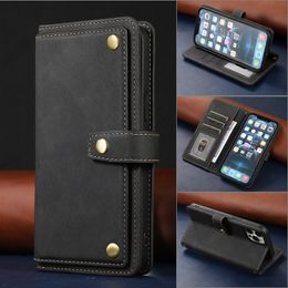 Multifunction Wallet Cases 9 Card Slots Phone Cover PU Leather Magnetic Protector for Samsung Note20 S23 Ultra S22plus S21 FE A12 A13 A32 A72 A33 A53 5G Purse Zipper