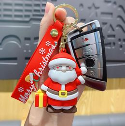 Santa Keychain Cartoon Claus Key Fob Cute Xmas Tree Keyring for Merry Christmas Decoration Phone Backpack Purse Pendanrt Jewellery