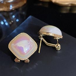Stud Earrings Korean Trend Simple Pearl Square For Woman Fashion Geometric Girls Party Ear Jewelry Sexy Accessories