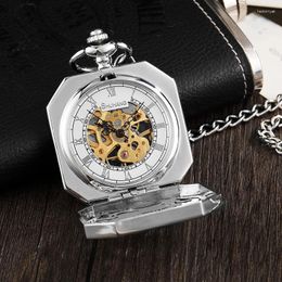 Pocket Watches Antique Luxury Hollow Chinese Style Mechanical Watch Men Retro Skeleton Fob Chain Pendent Steampunk Men's Gift