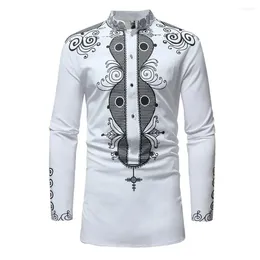 Ethnic Clothing Mens Mandarin Collar Dress Shirts 2024 Brand Men African Clothes Slim Long Sleeve Shirt Streetwear Casual Camisa Masculina