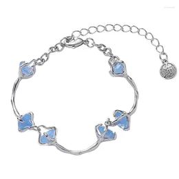 Charm Bracelets Eetit Exquisite Blue Glass Silver Colour Chain Wrist Bracelet Bangle For Women Geometric Zinc Alloy Fashion Jewellery Party