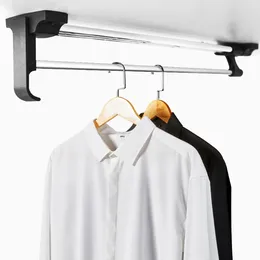 Hangers Movable Crossbar Clothes Hanger Top Mount Wardrobe Rail Closets Rod Cold Rolled Steel Hanging Retractable