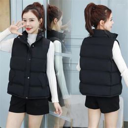 Women's Trench Coats 2023 Women Sleeveless Vest Winter Warm Plus Size 2XL Down Cotton Padded Jacket Female Veats Collar Waistcoat