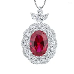 Chains S925 Silver Colorful Treasure High Grade Denier Shaped Diamond Back Cover Hollow Out Pendant Necklace Jewelry Wholesale