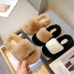 Slipper Kid Winter Fluffy Slippers for Girl 2023 Indoor Home Fashion Causal Children Open toe Flat Cosy Fuzzy Shoes Slip on 231027