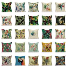 Pillow /Decorative Decor Case Tropical Style Bird Animal Parrot S Cover Custom 18inches Print Linen Sofa Home PillowCu