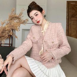 Women's Jackets Autumn/ Winter Light Luxury Temperament High Quality Tweed Jacket Women Long Sleeve Fringe Woolen Coats Outerwear