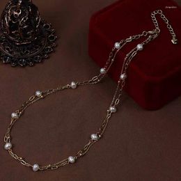 Chains Small Baroque Natural Freshwater Pearl Jewelry For Women Female Shiny Gold Color Layered Chain Necklace Choker Simple Luxury