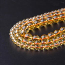 Beads Natural Citrines Stone Round Loose Yellow Quartz For Jewelry Making DIY Women Bracelet Necklace