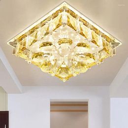 Ceiling Lights Modern Square Crystal Lamp Home Corridor Decor Surface Mounted Entrance Aisle LED Colorful Lighting 200mm Fixture