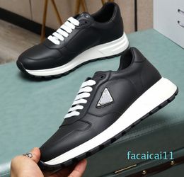 Sneakers Shoes Re-Nylon Brushed Leather Men Knit Fabric Runner Mesh Runner Trainers Man Sports Outdoor Walking