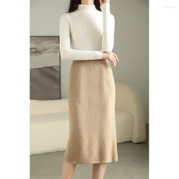 Skirts Selling Product Wool Women's Half Skirt Slim Fit Fashion Solid Color Knitted Autumn And Winter